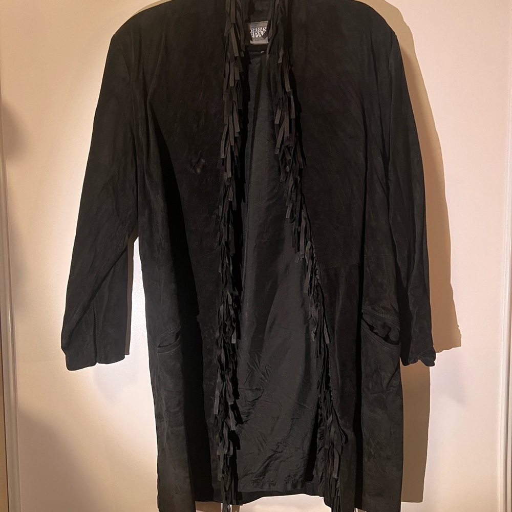 Chic Black Women's Cape with Fringe Detail